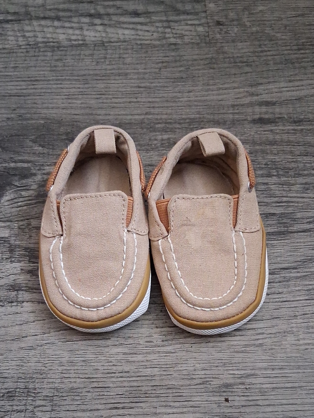 Infant Beige Canvas Infant Baby Slip-On Shoes